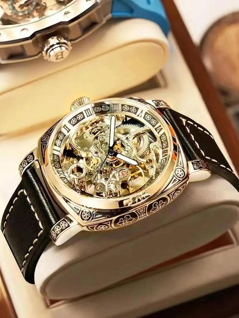 Vintage Mechanical Leather Watch – Luminous Dial