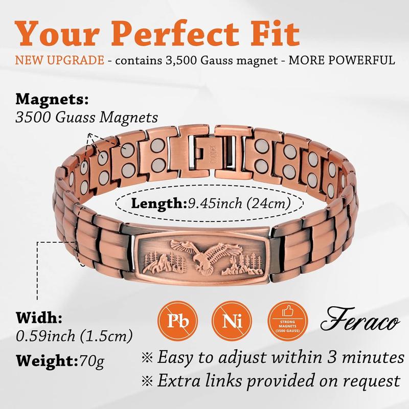 Men’s Pure Copper Magnetic Bracelet – Eagle Pattern