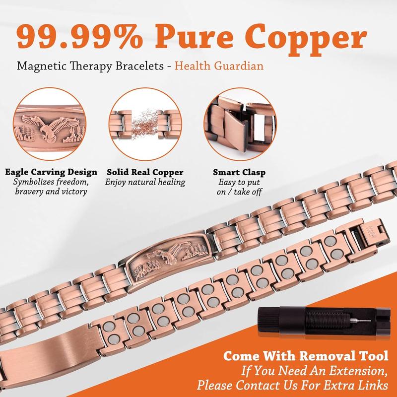 Men’s Pure Copper Magnetic Bracelet – Eagle Pattern