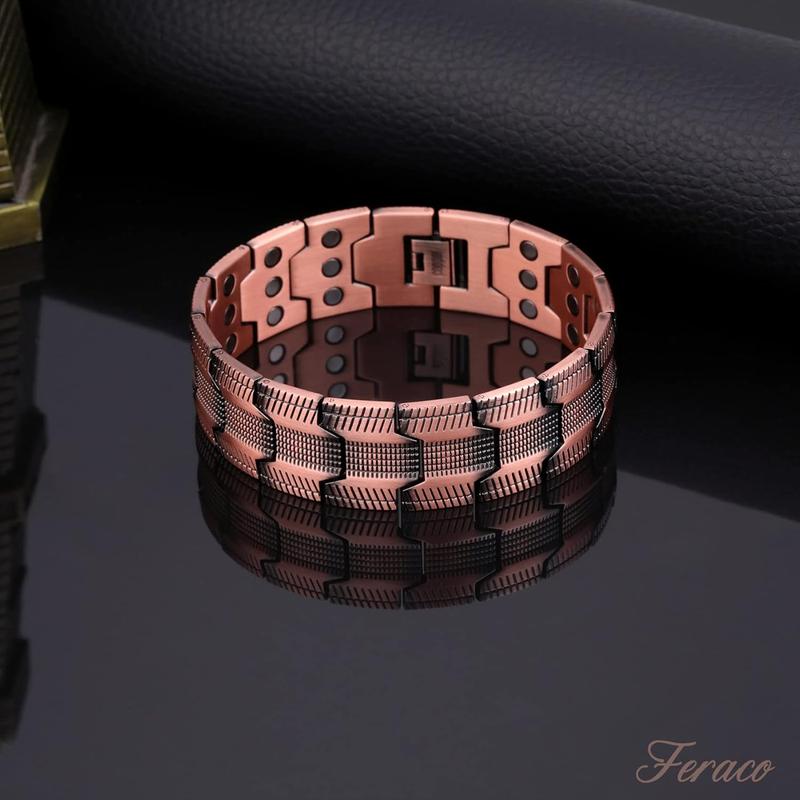 Feraco Copper Bracelet for Men, 3X Ultra Strength Magnetic Bracelets