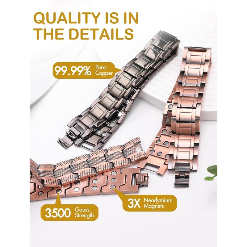 Feraco Copper Bracelet for Men, 3X Ultra Strength Magnetic Bracelets