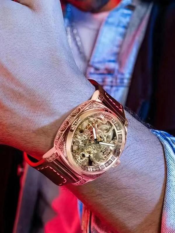 Vintage Mechanical Leather Watch – Luminous Dial