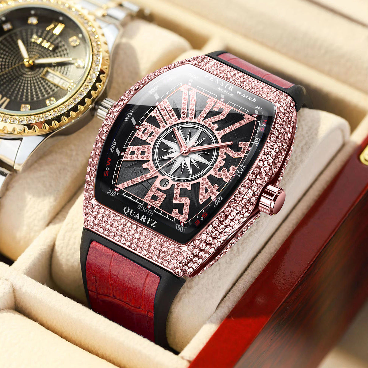 Luxury Square Rhinestone Quartz Watch