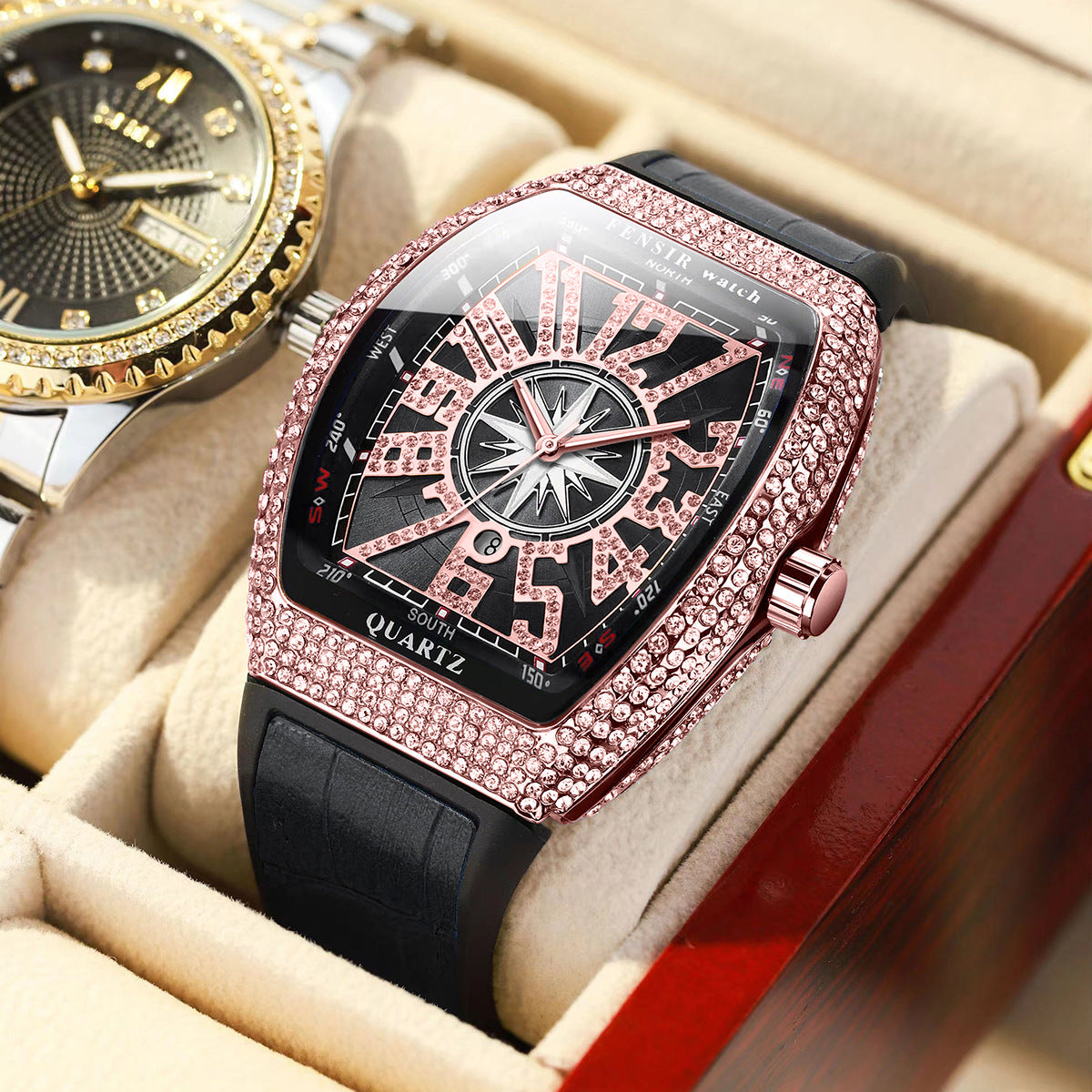 Luxury Square Rhinestone Quartz Watch